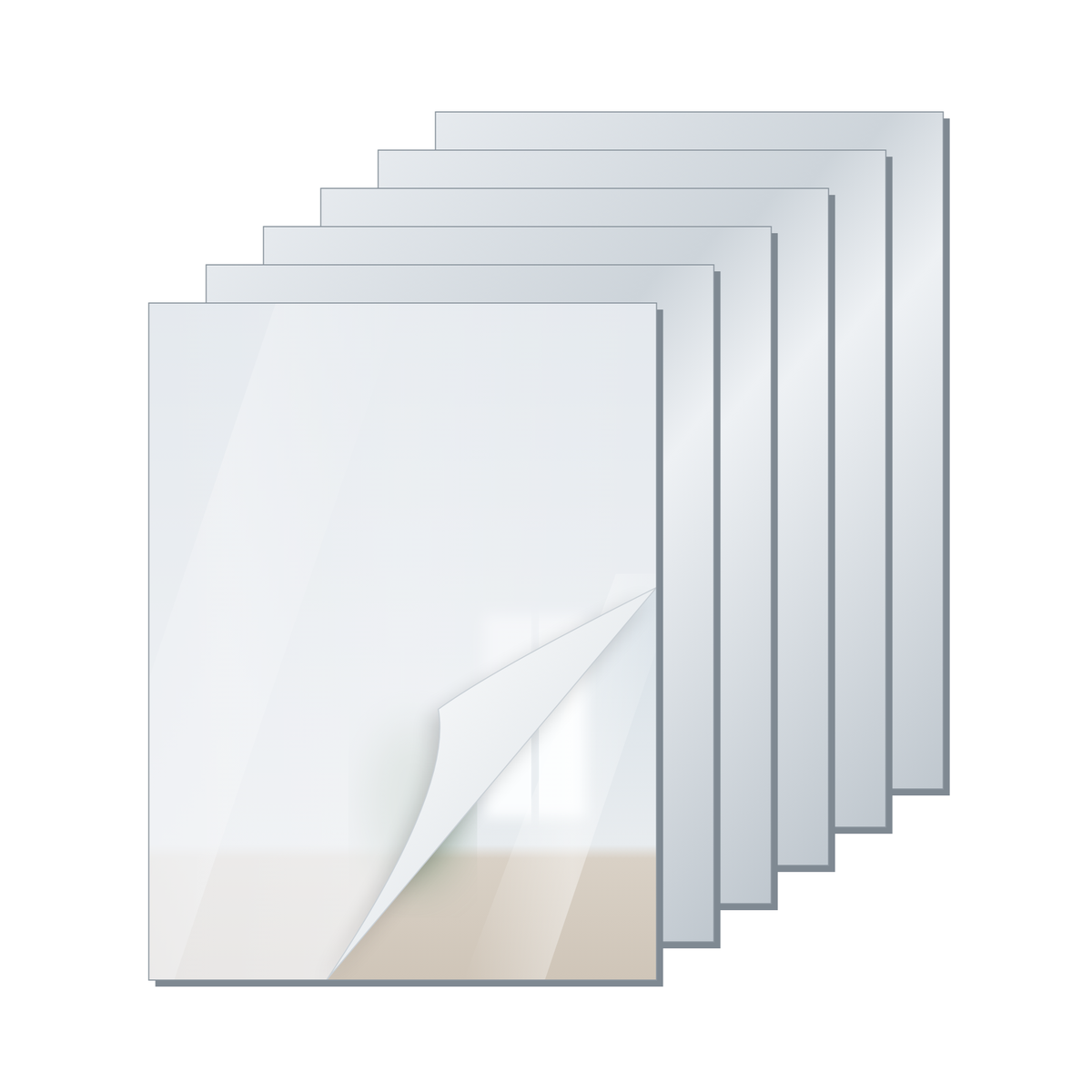Set di 6 specchi adesivi in acrilico 3 mm da 30x40 cm con pellicola protettiva