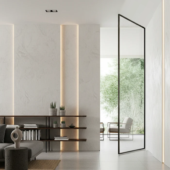 anta profilata a bilico trasparente