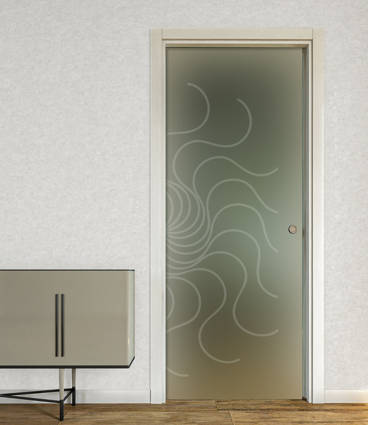 Pocket Casket Door in Satin Glass