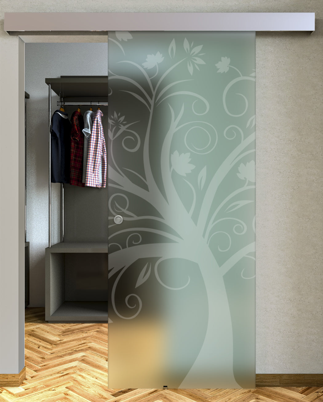 Sliding Door in Pleated Glass