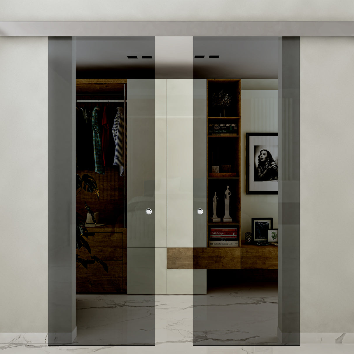 Doppia anta vetro fumè con sistema compact