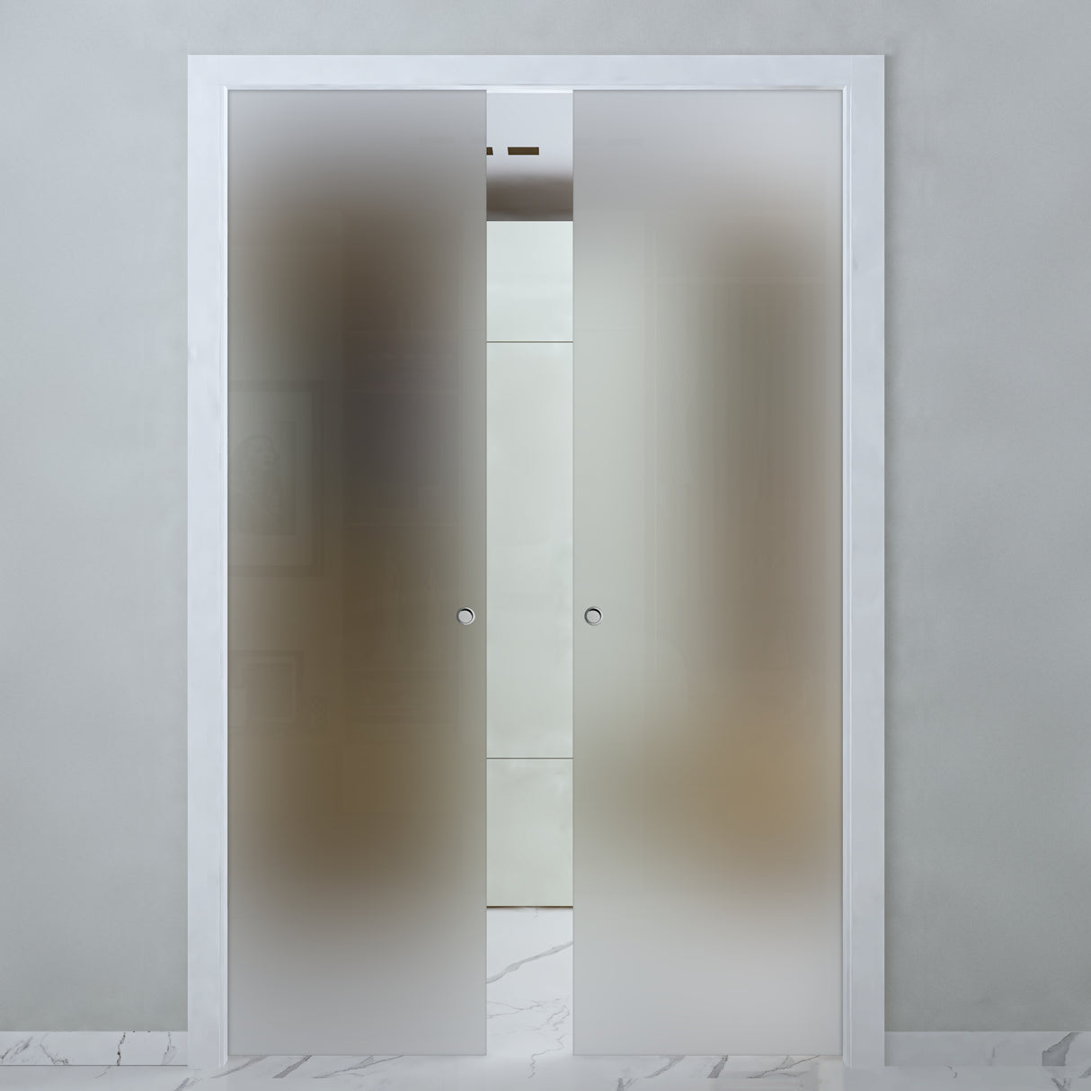 doppia anta sistema scorrevole satinato