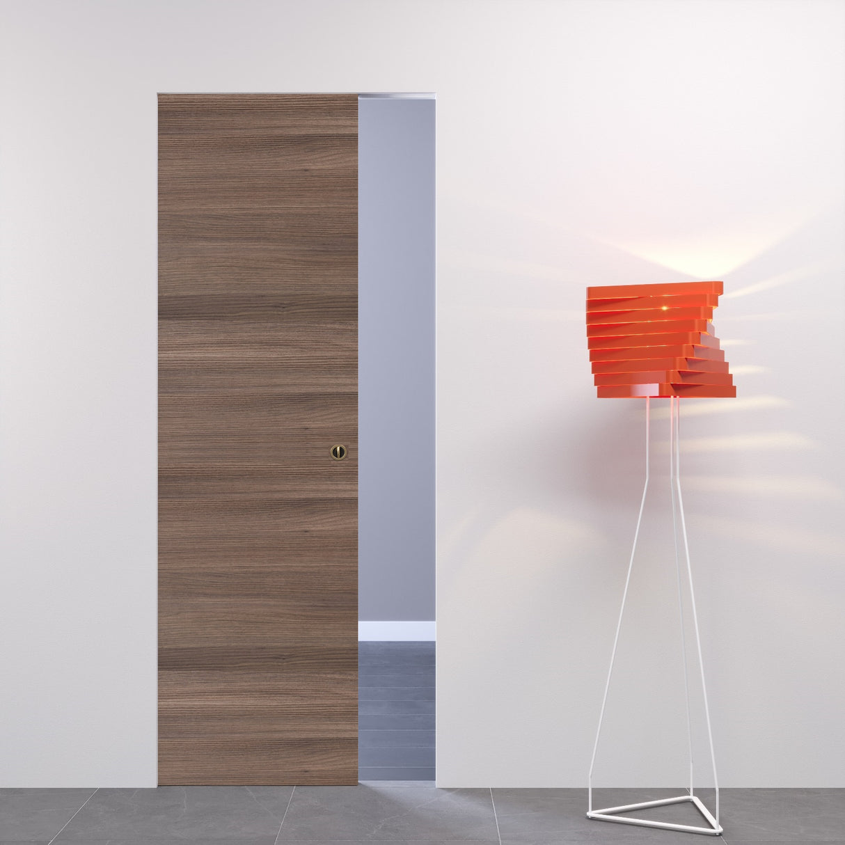 Porta scorrevole filomuro Noce Orizzontale