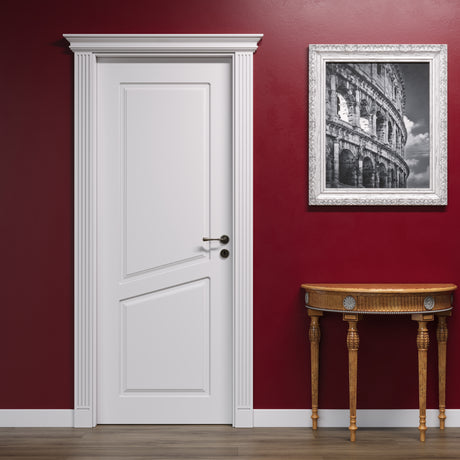 porta battente pantografata bianca con 2 bugne diagonali colore bianco