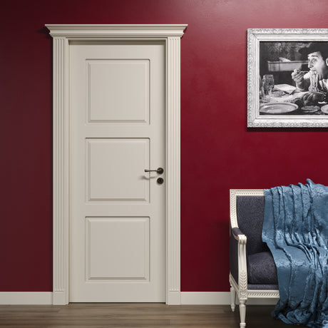 Porta colore avorio pantografata con 3 bugne