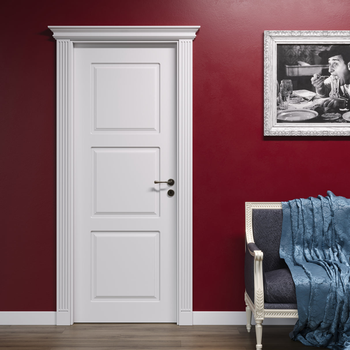 Porta colore collezione Roma Bianco pantografata con 3 bugne