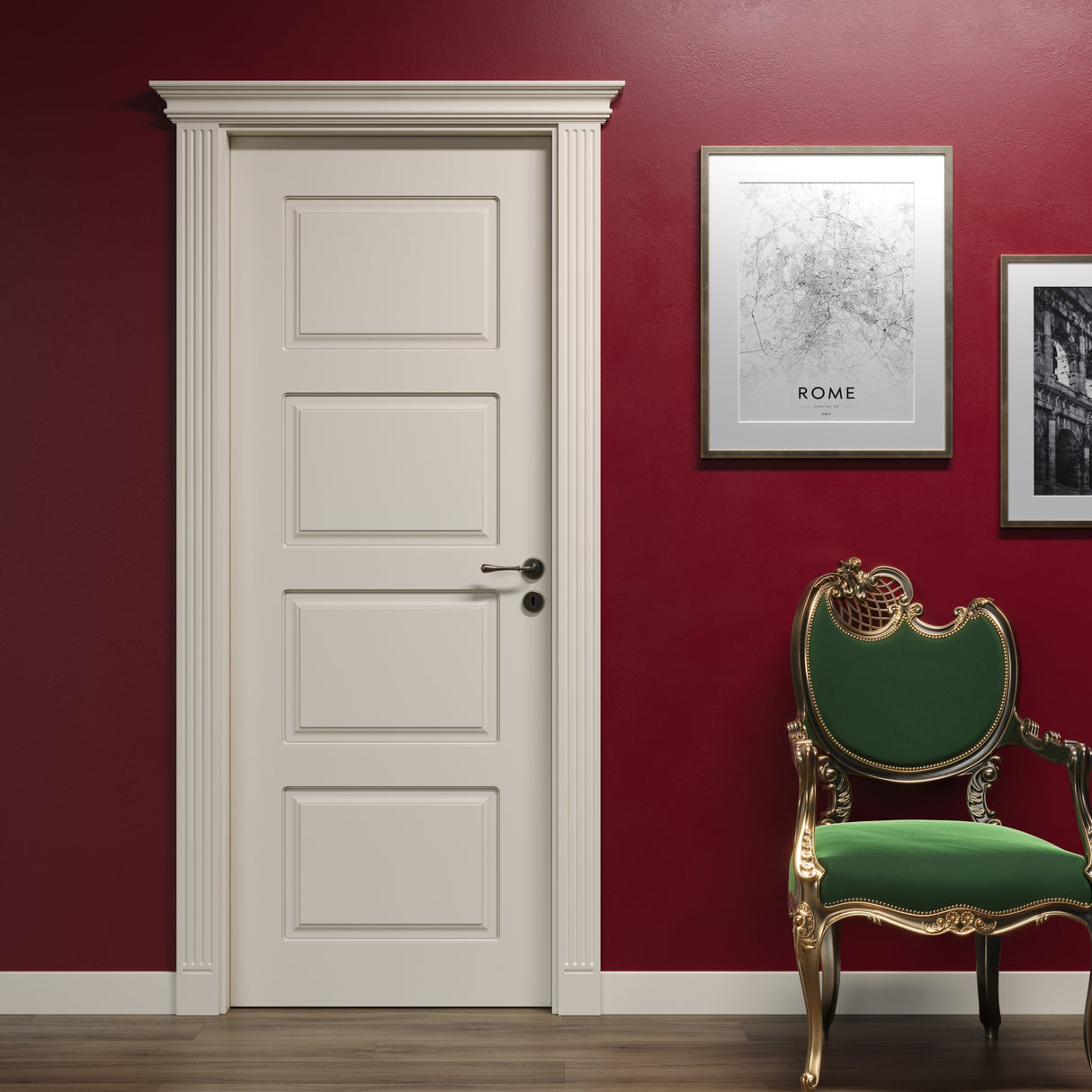 Porta colore avorio pantografata con 4 bugne