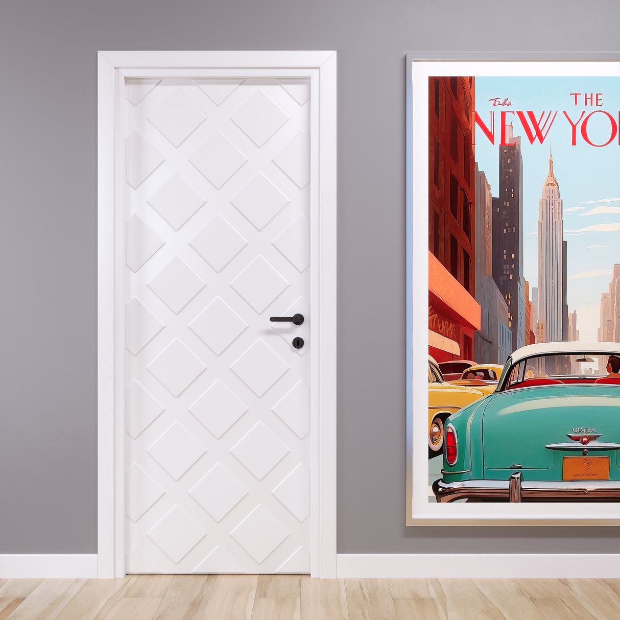 Porta pantografata Grid laccato Bianco opaco