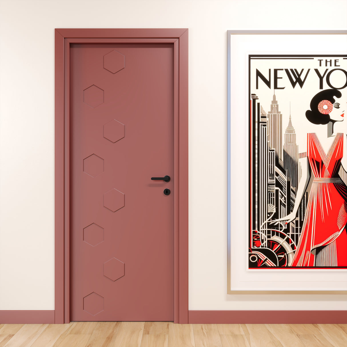 Porta pantografata Horizontal laccato ral 3012 Opaco Collezione New York