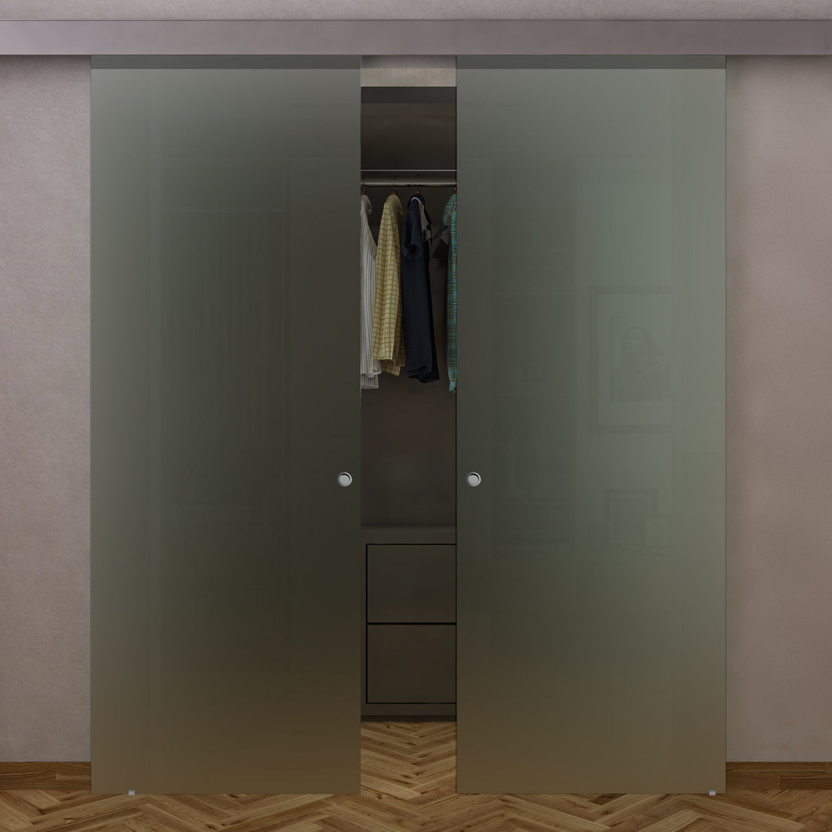 Doppia anta vetro con binario compact