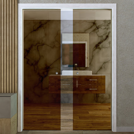 doppia anta scomparsa in vetro bronzo