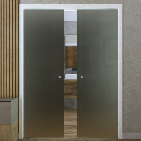 doppia anta scomparsa in vetro satinato