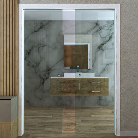 doppia anta a scomparsa in vetro