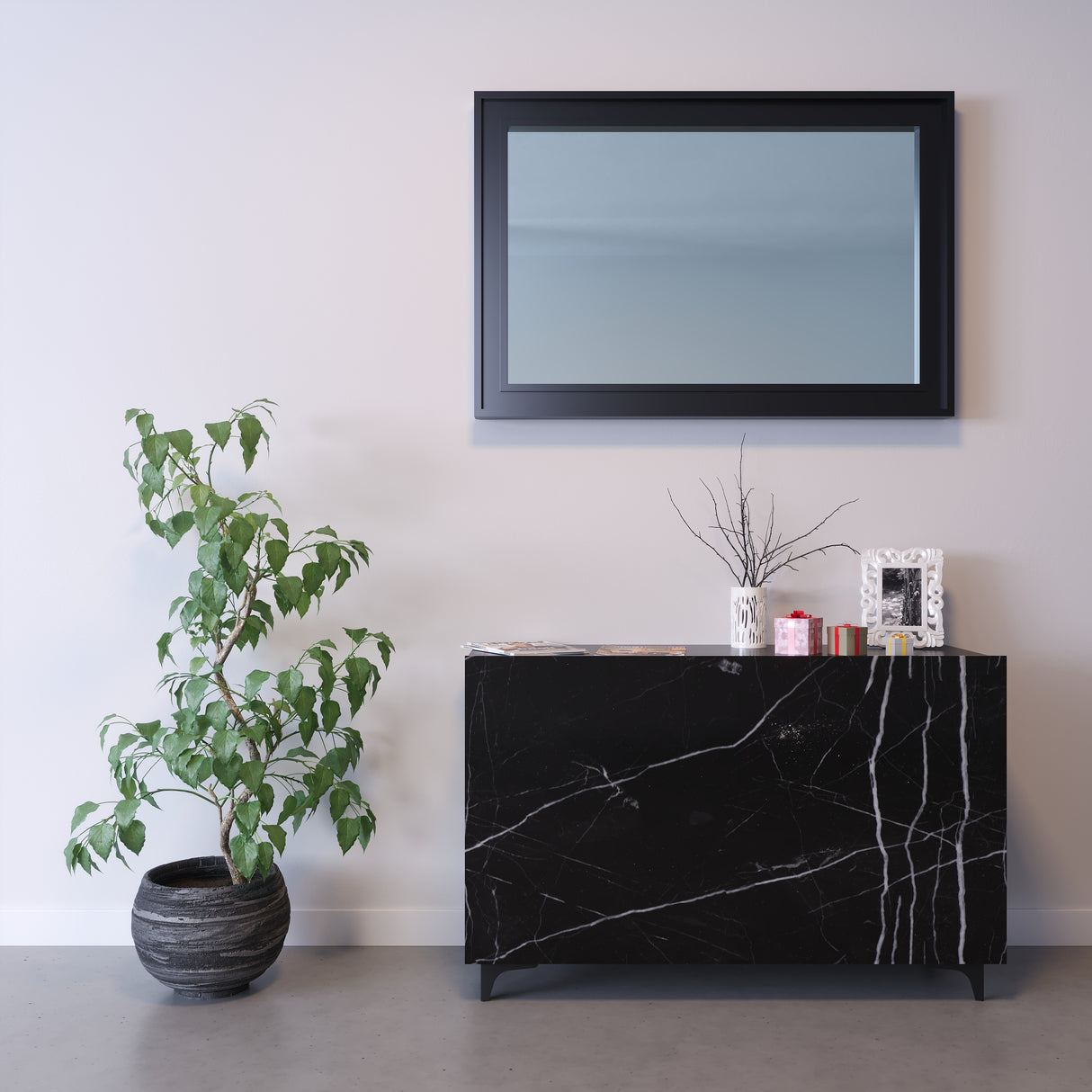 madia effetto marmo nero