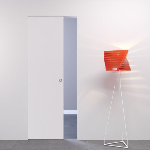 White Flush-to-the-Wall Sliding Door