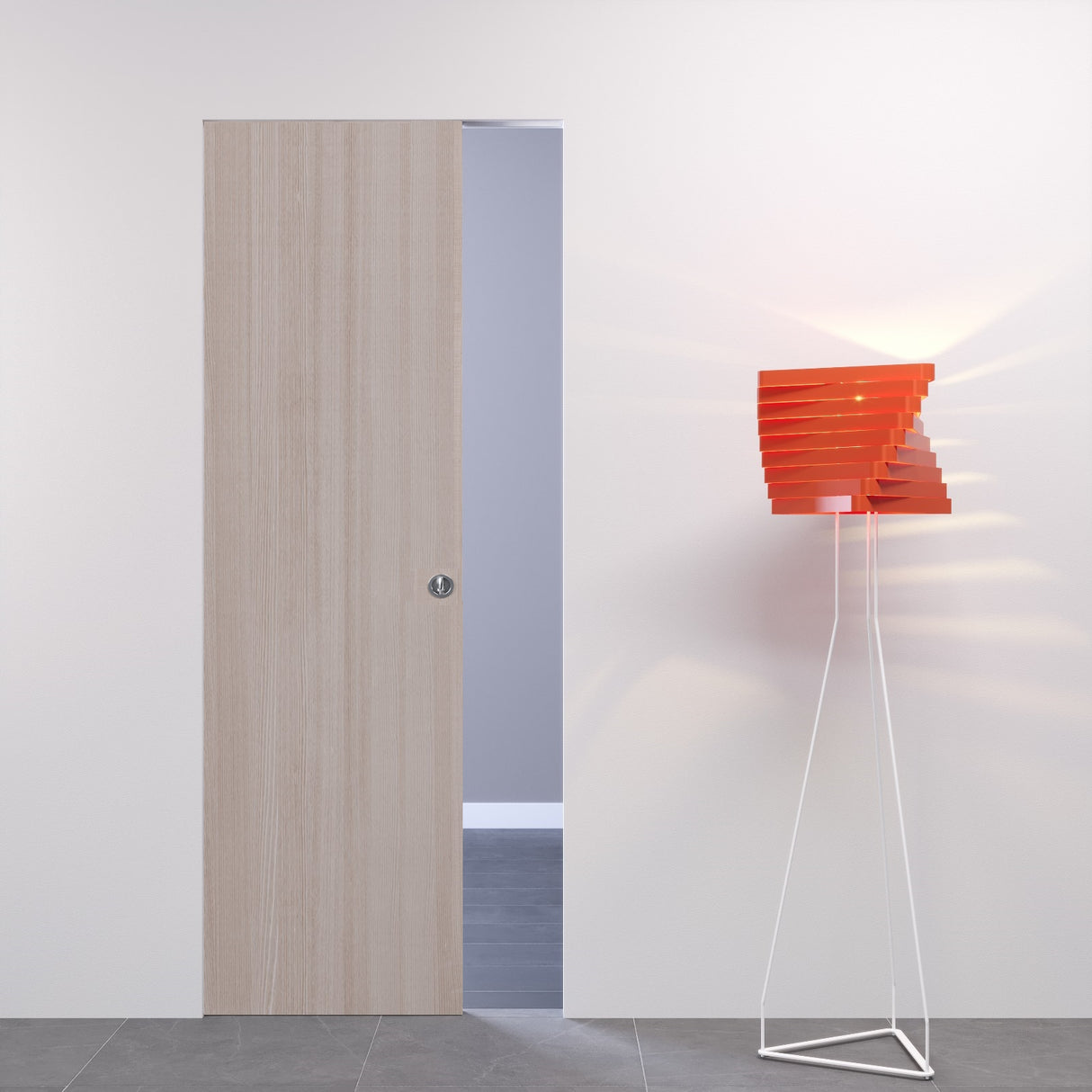 Porta scorrevole filomuro Larice Tondo