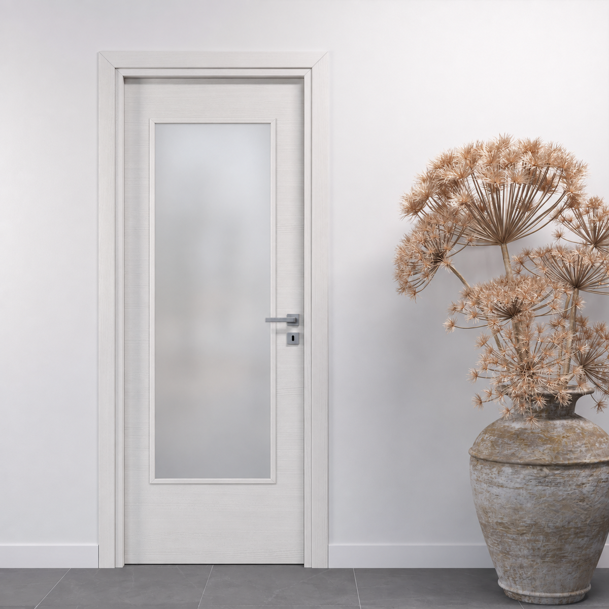 Porta in Bianco Matrix con Vetro Satinato