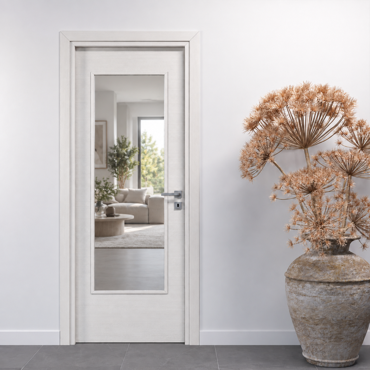 Porta in Bianco Matrix con Vetro Trasparente
