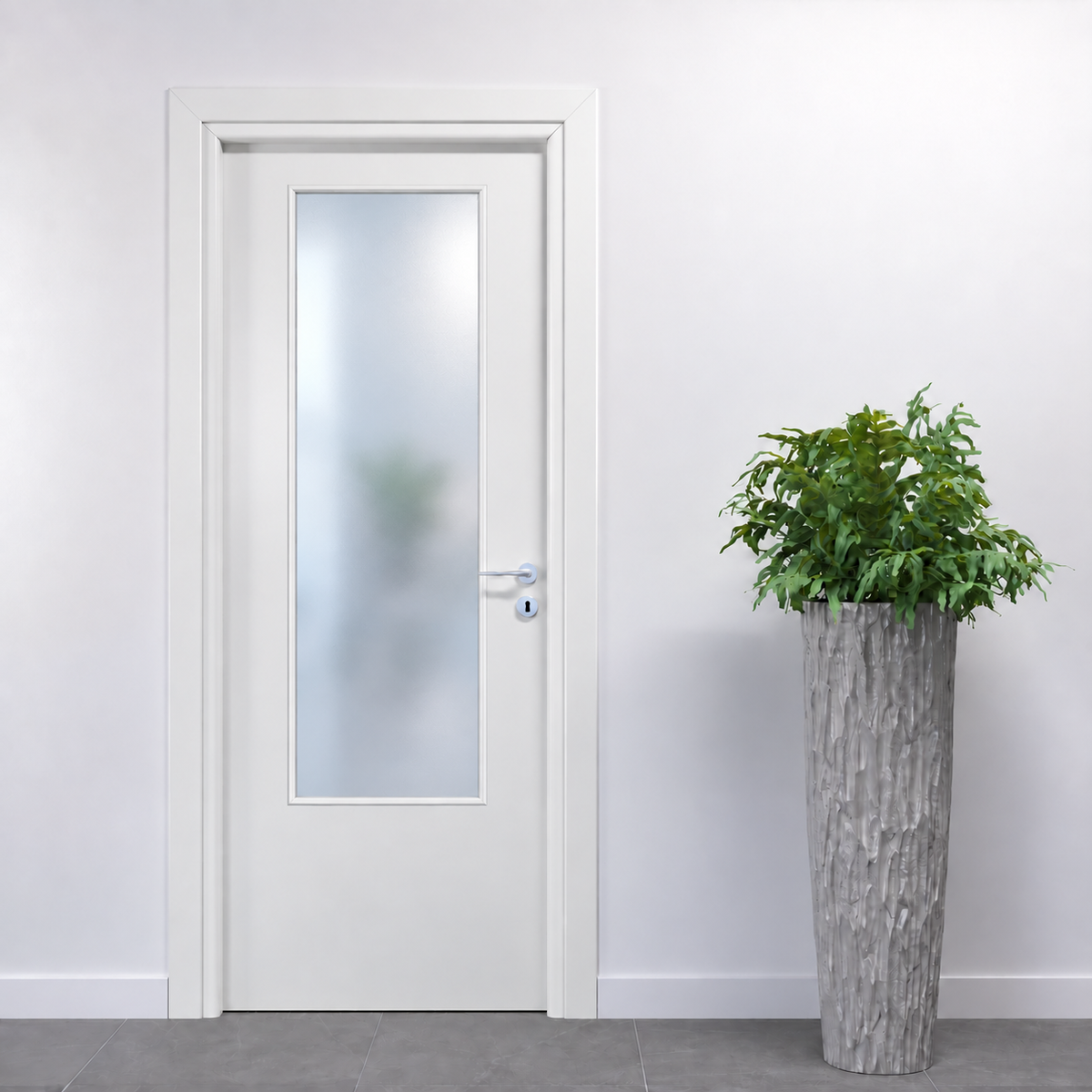 Porta in Bianco Opaco con Vetro Satinato