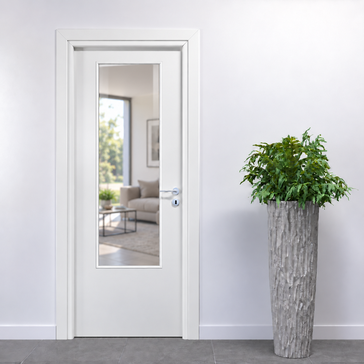 Porta Battente Laminato con Vano Vetro