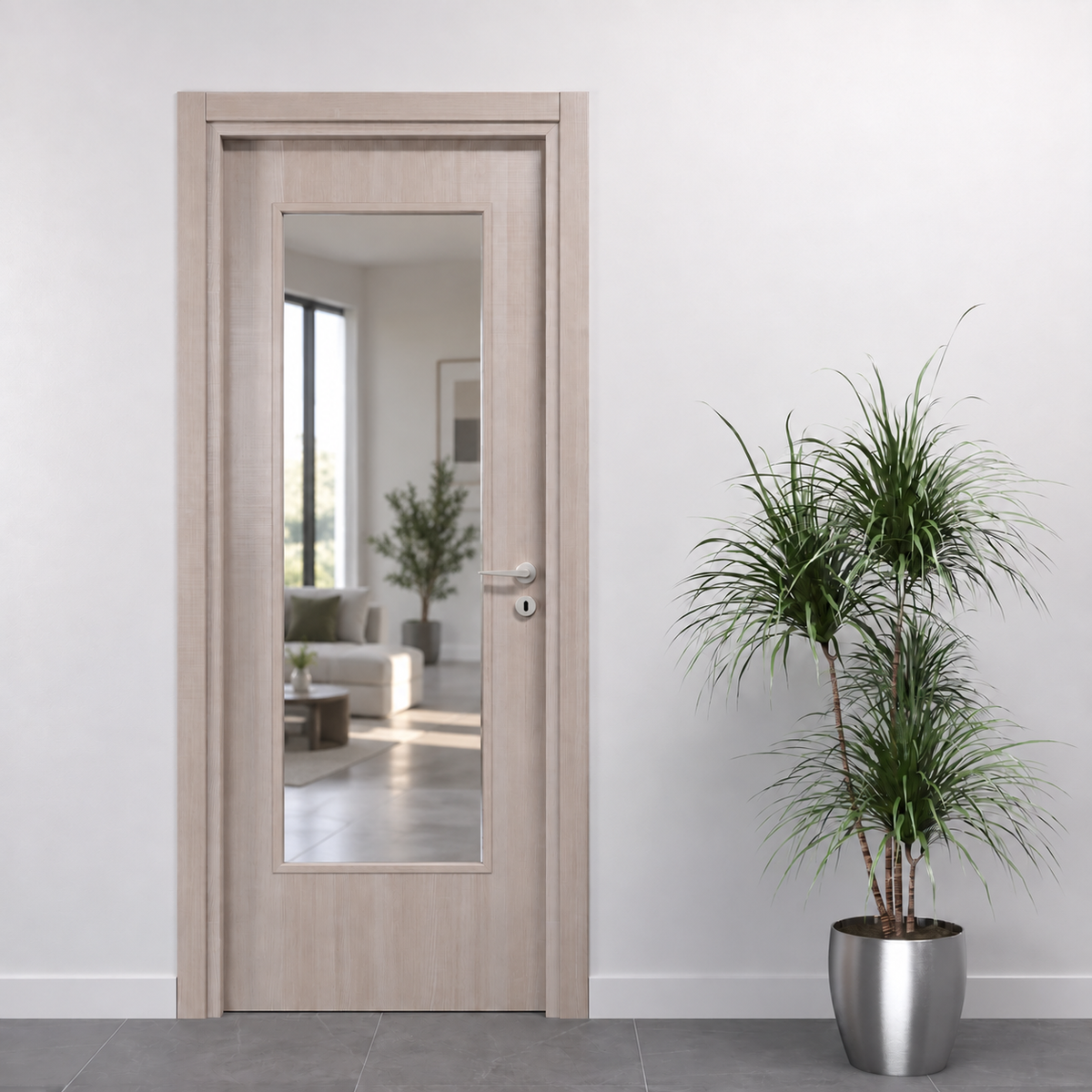 Porta in Larice con Vetro Trasparente
