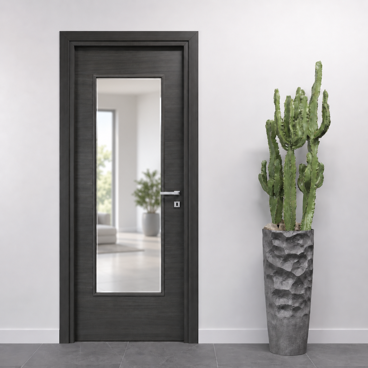 Porta Battente Laminato con Vano Vetro