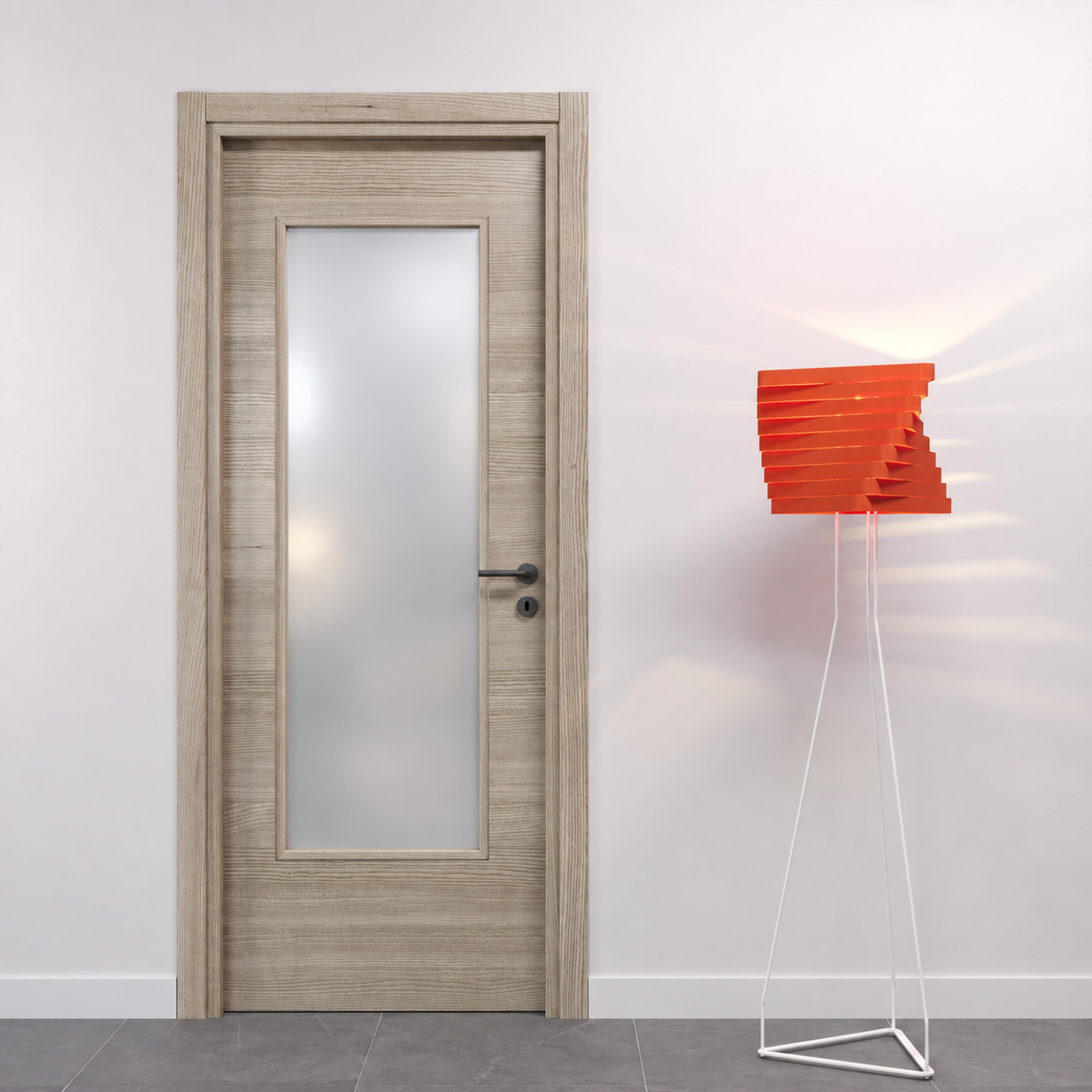 Porta in Rovere Orizzontale con Vetro Satinato