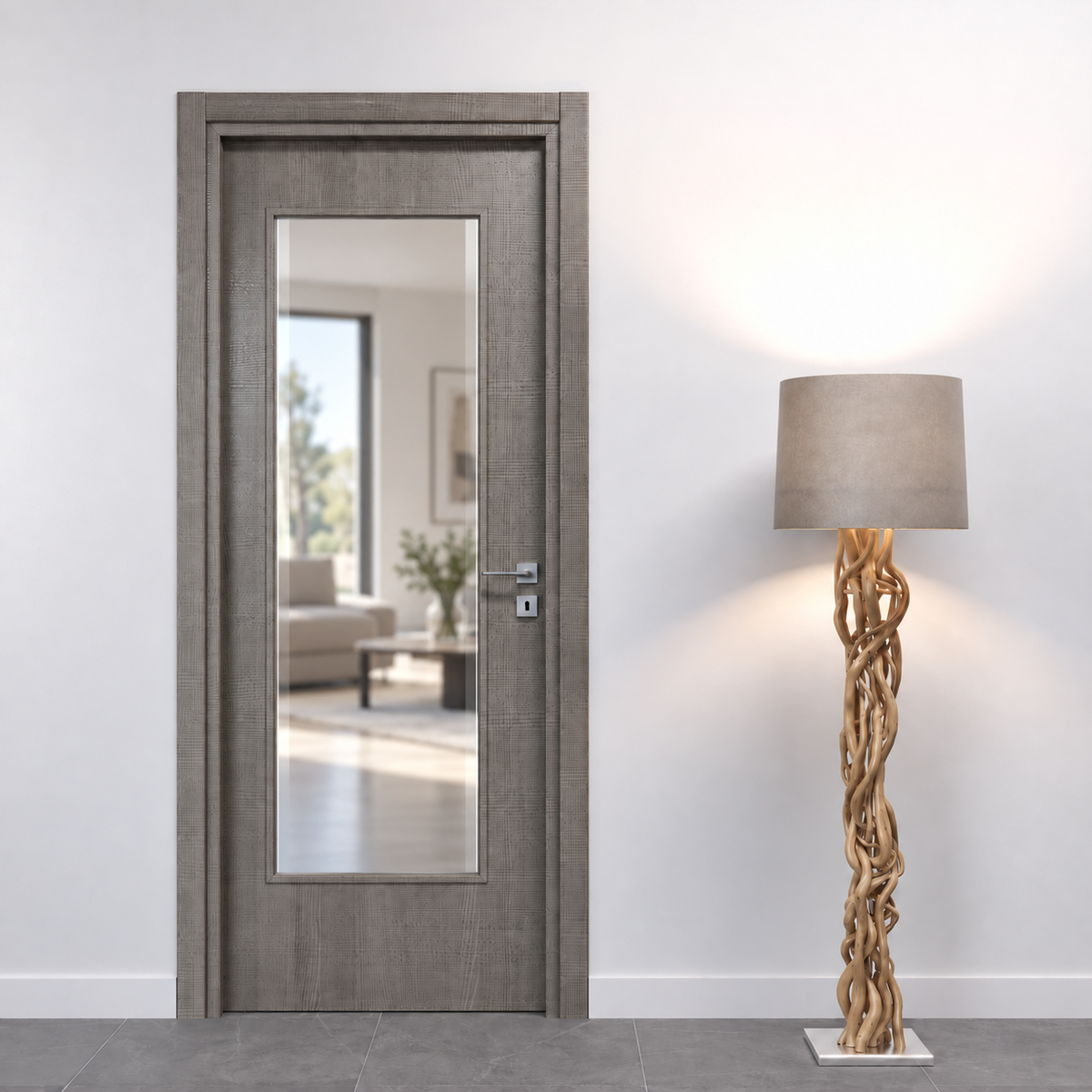 Porta Battente Laminato con Vano Vetro