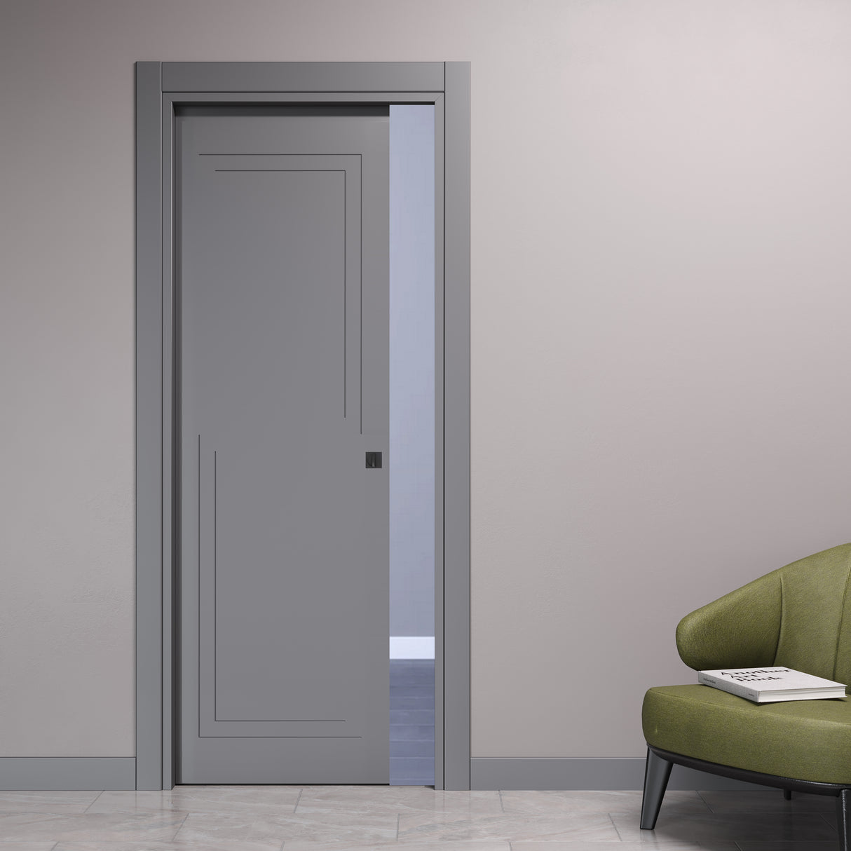 Porta Scorrevole a Scomparsa con Incisioni Corners