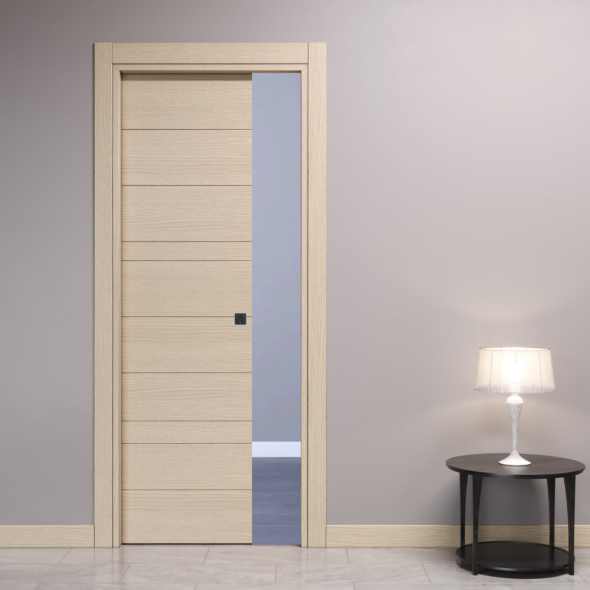Porta Scorrevole a Scomparsa con Incisioni Modern