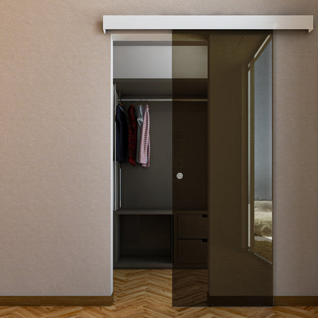 Porta vetro bronzato con mantovana bianca
