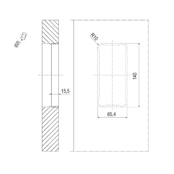Maniglia invisibile Ghost Bonaiti di Passaggio con Contropiastra per Profilo in Alluminio