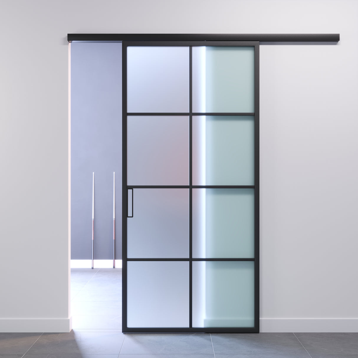 porta da 1 anta vetro satintao con riquadri