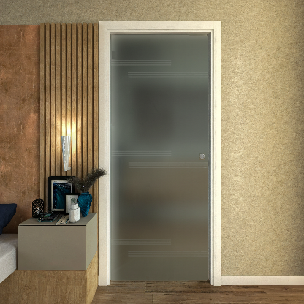 Pocket Casket Door in Satin Glass