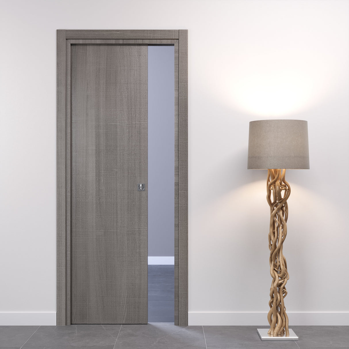 porta scorrevole laminato tranche con nottolino argentato