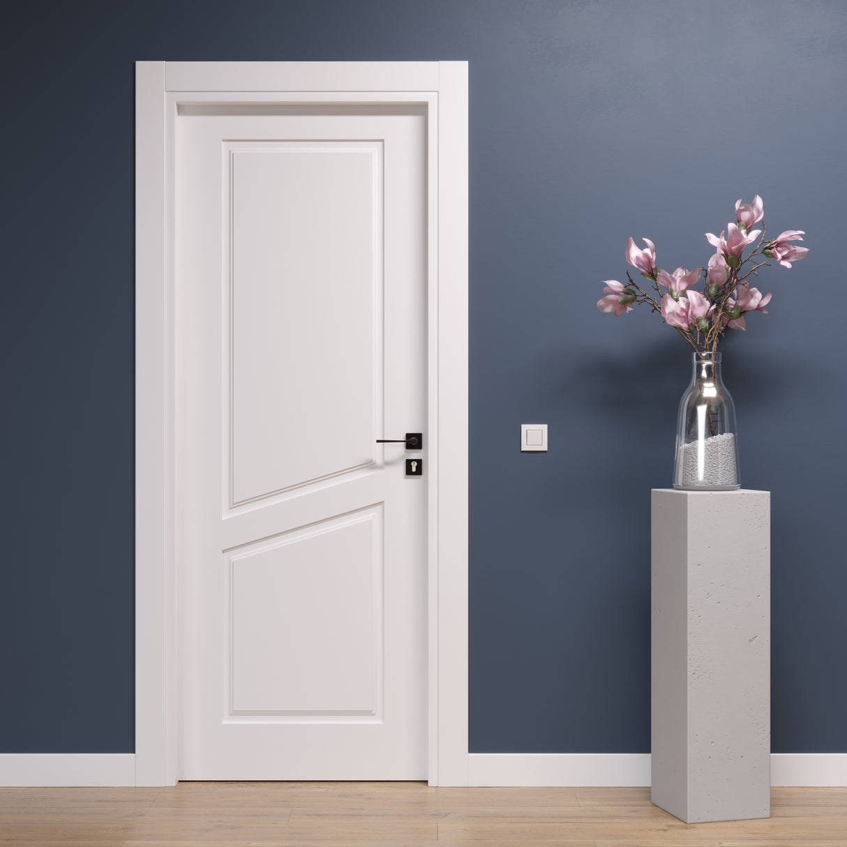 Porta da interno battente con maniglia nera