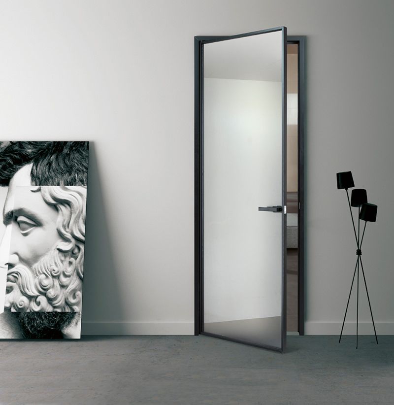 Porta a vetro con profilo in alluminio con vetro alluminio