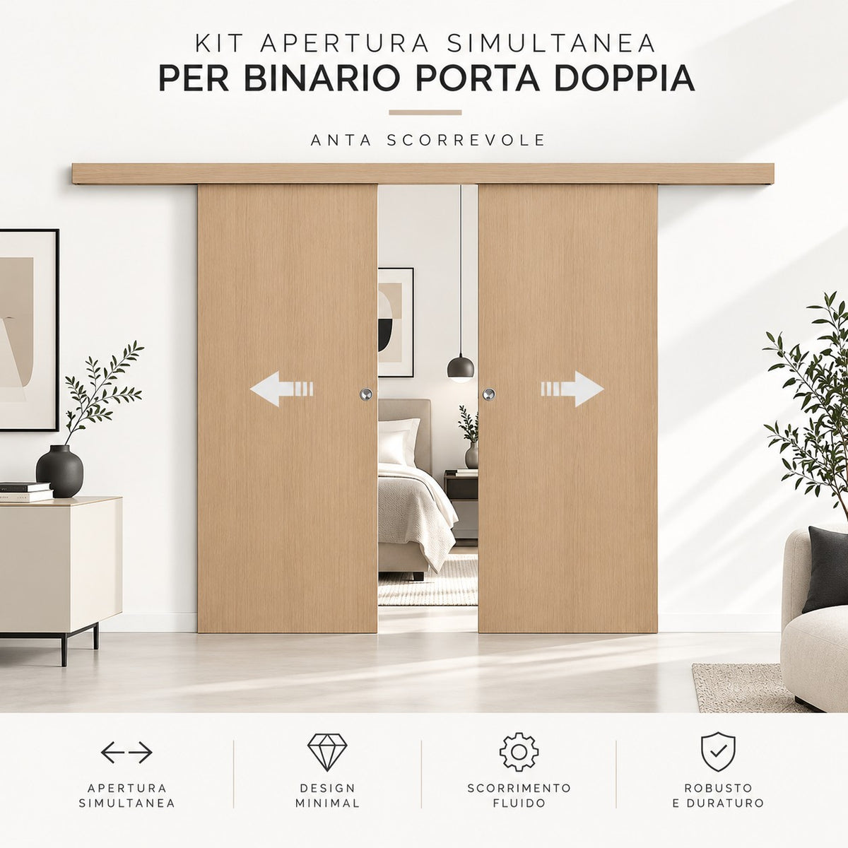 Kit apertura simultanea per porte scorrevoli