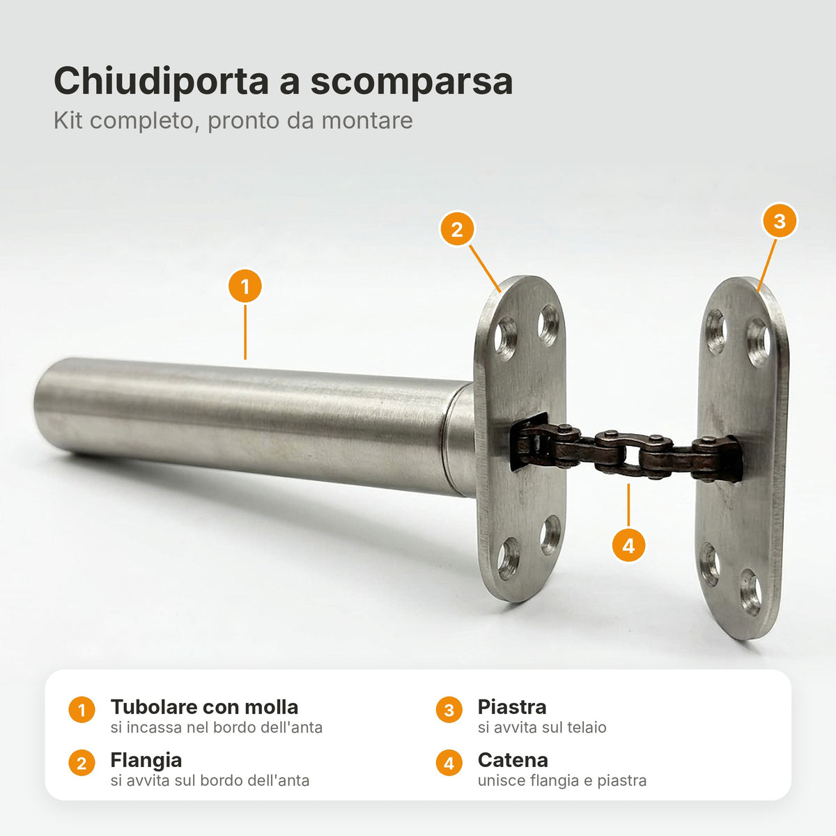Chiudiporta Tubolare a Scomparsa per Porte in Legno