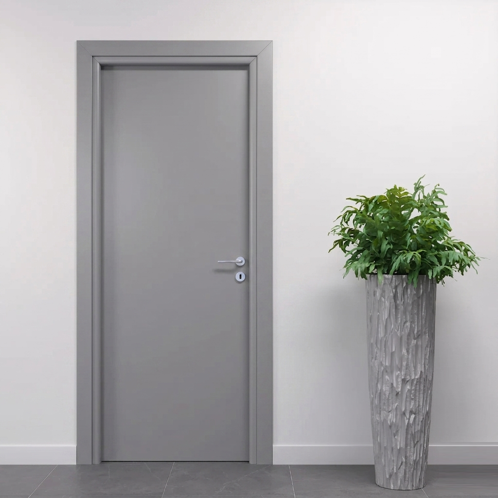 Hinged Door with Glass Opening and Overlapping Panels Push Right