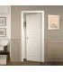 Pantographed swing door in wood with white finish