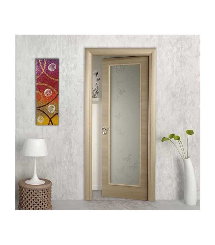 Laminate swing door with large glass compartment