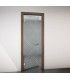 Internal swing door with frosted glass and sandblasted design