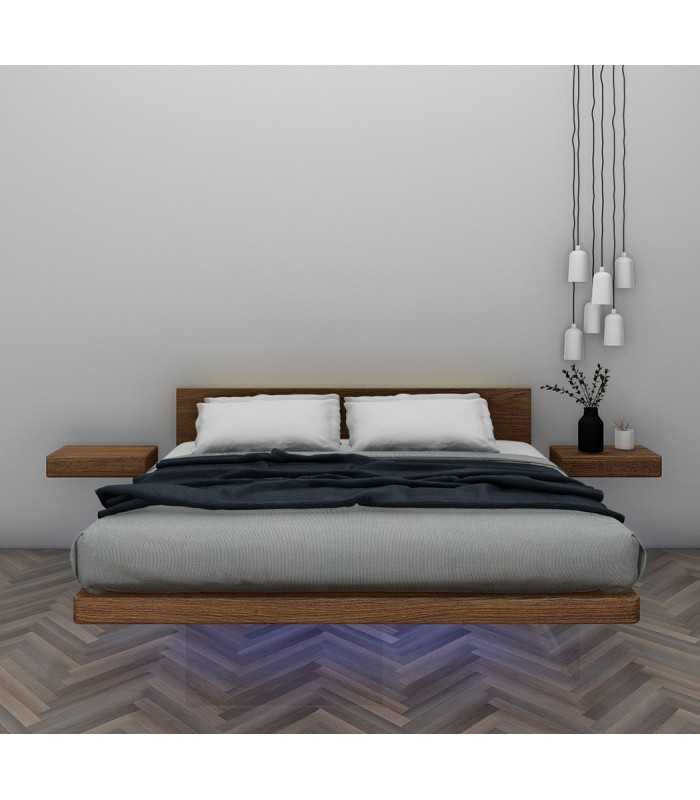 Modern suspended Floor Bed with Floor Headboard