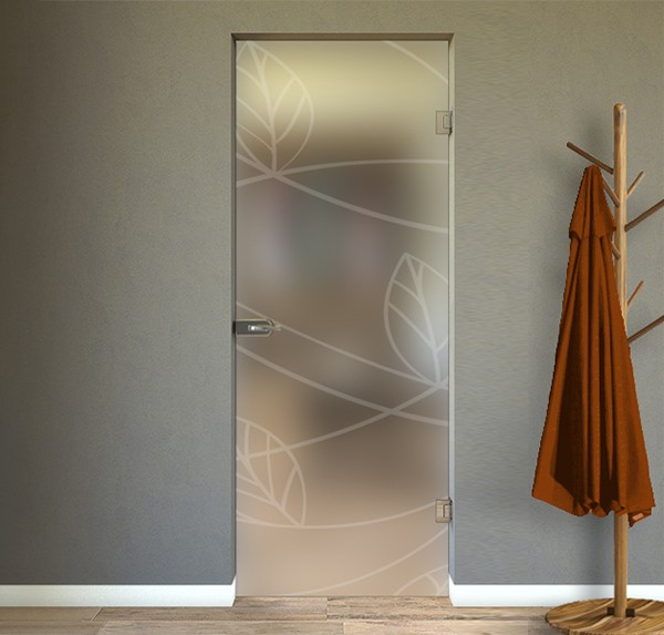 Swing door in frosted glass or with drawings