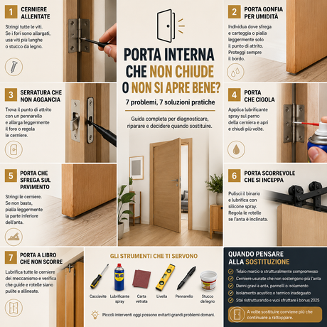 Porta interna che non si apre o non si chiude: cause, soluzioni e quando sostituirla