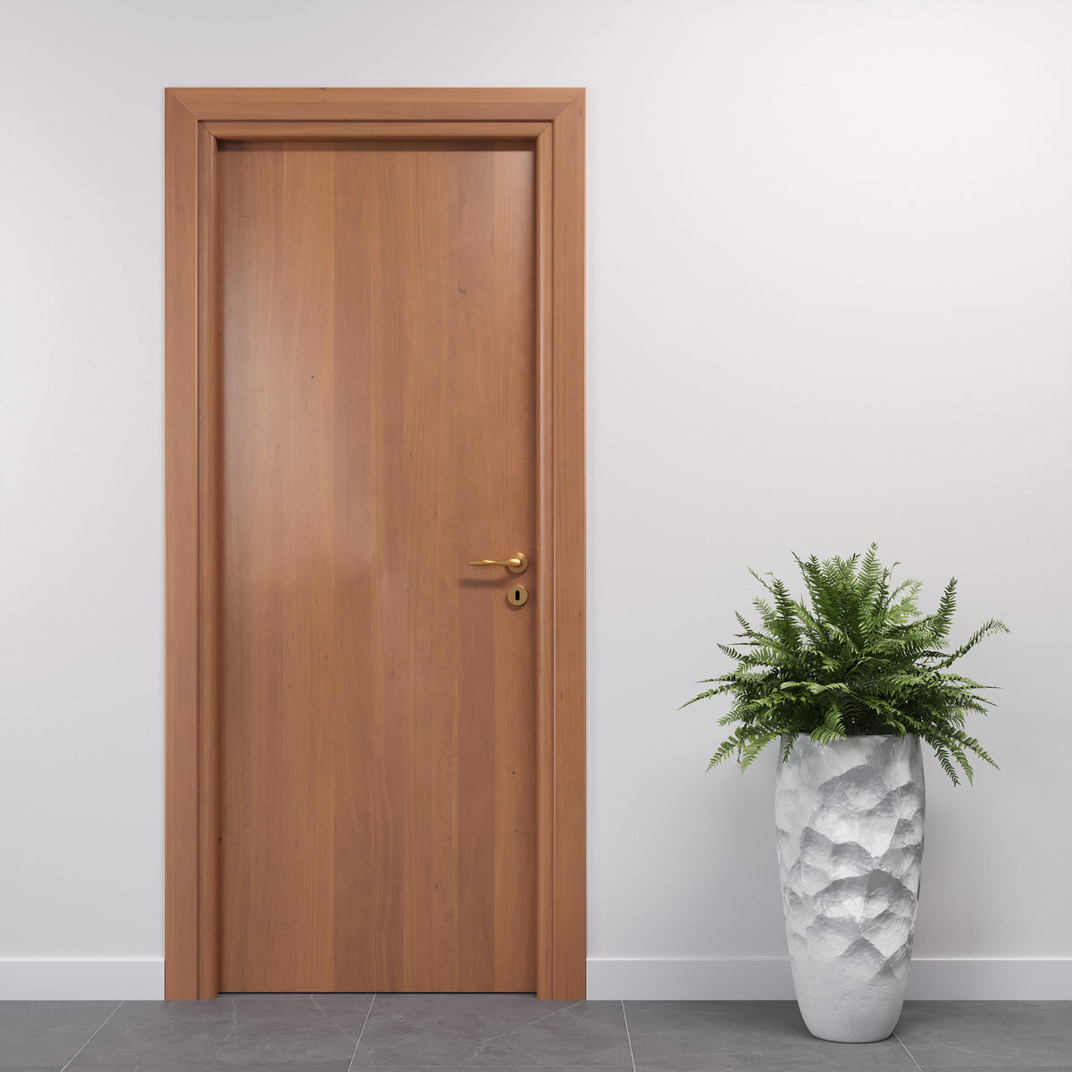 Porta interna in laminato effetto noce da abbinare al parquet della cucina
