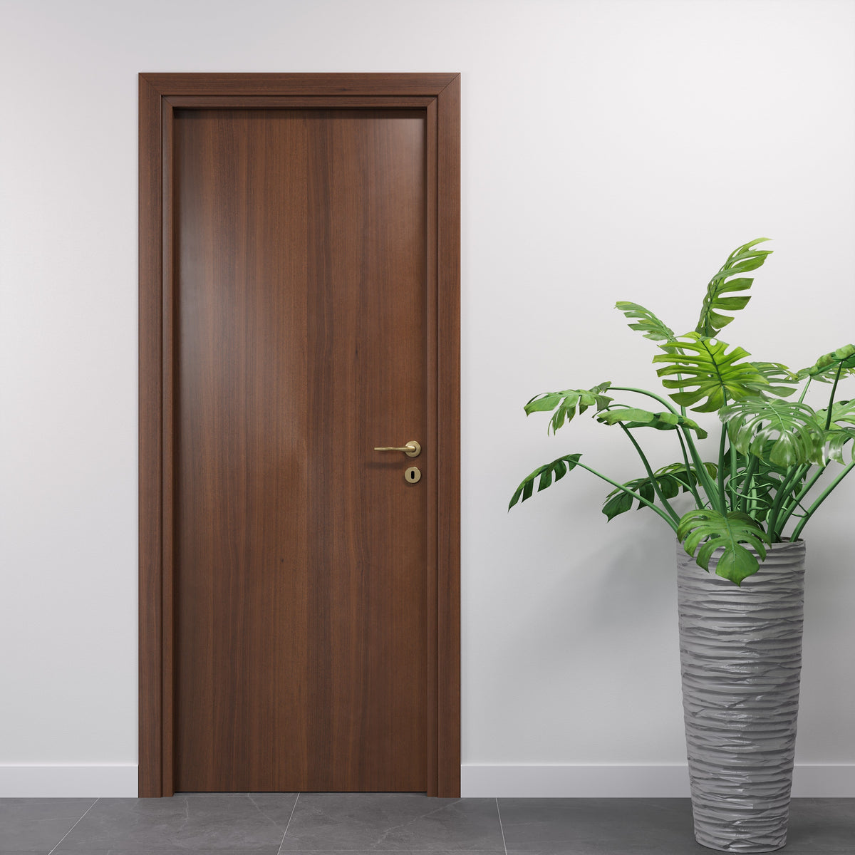 Come pulire il parquet senza rovinarlo, con porta interna in noce nazionale abbinata