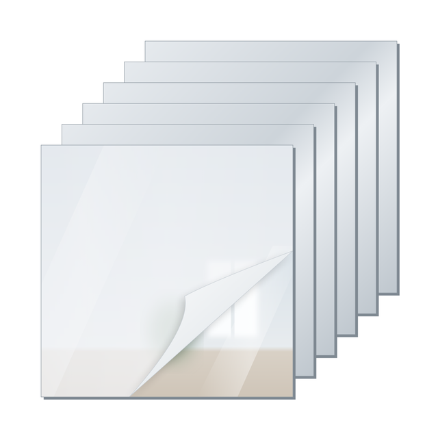 Set di 6 specchi adesivi in acrilico 3 mm da 20x20 cm con pellicola protettiva