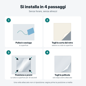 Installazione dello specchio adesivo in 4 passaggi senza forare